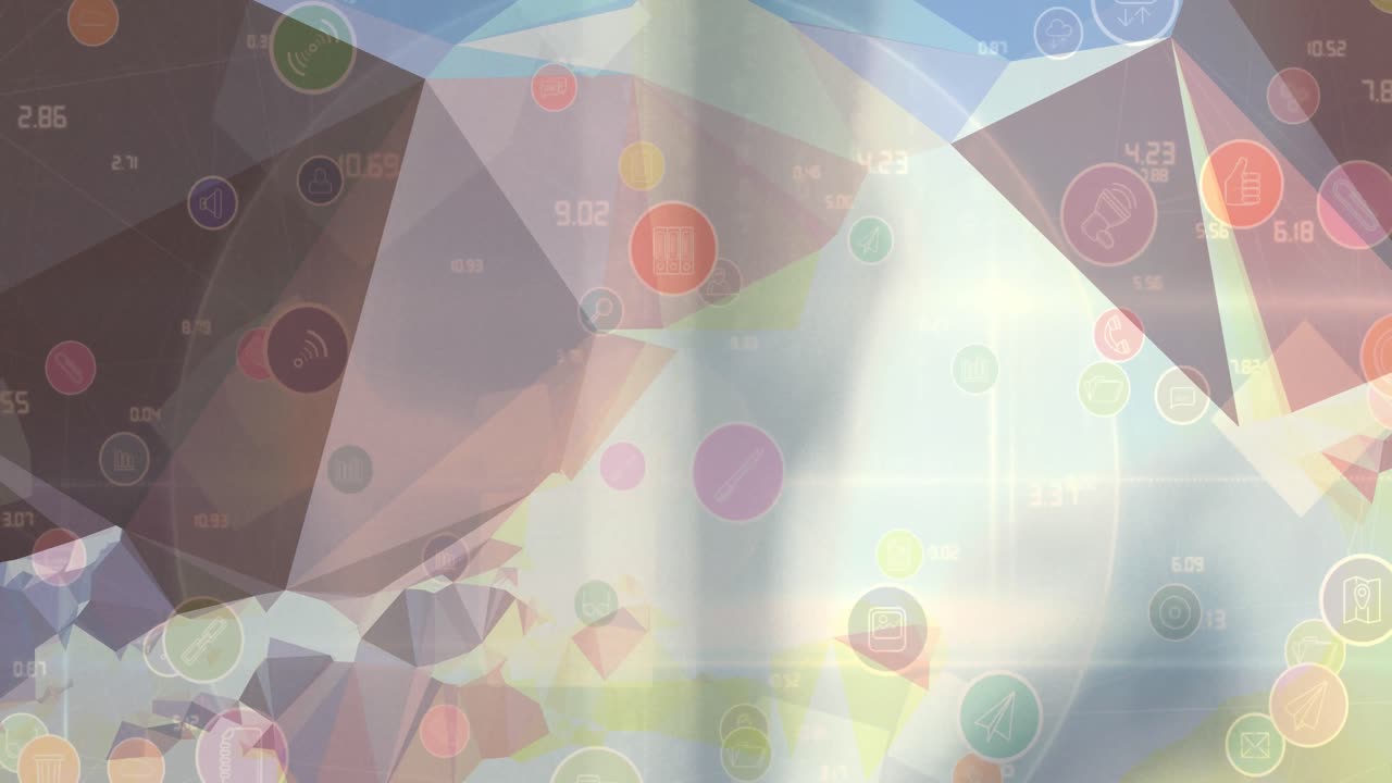 접착제 배경에 추상적인 모양에 대한 디지털 아이콘의 네트워크