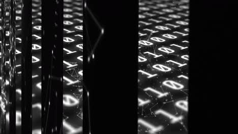 animación del procesamiento de datos y formas sobre fondo negro