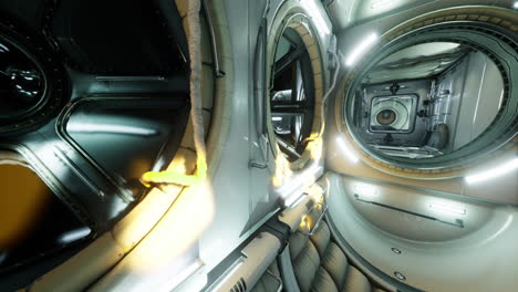 futuristic spacecraft habitat featuring advanced interior design