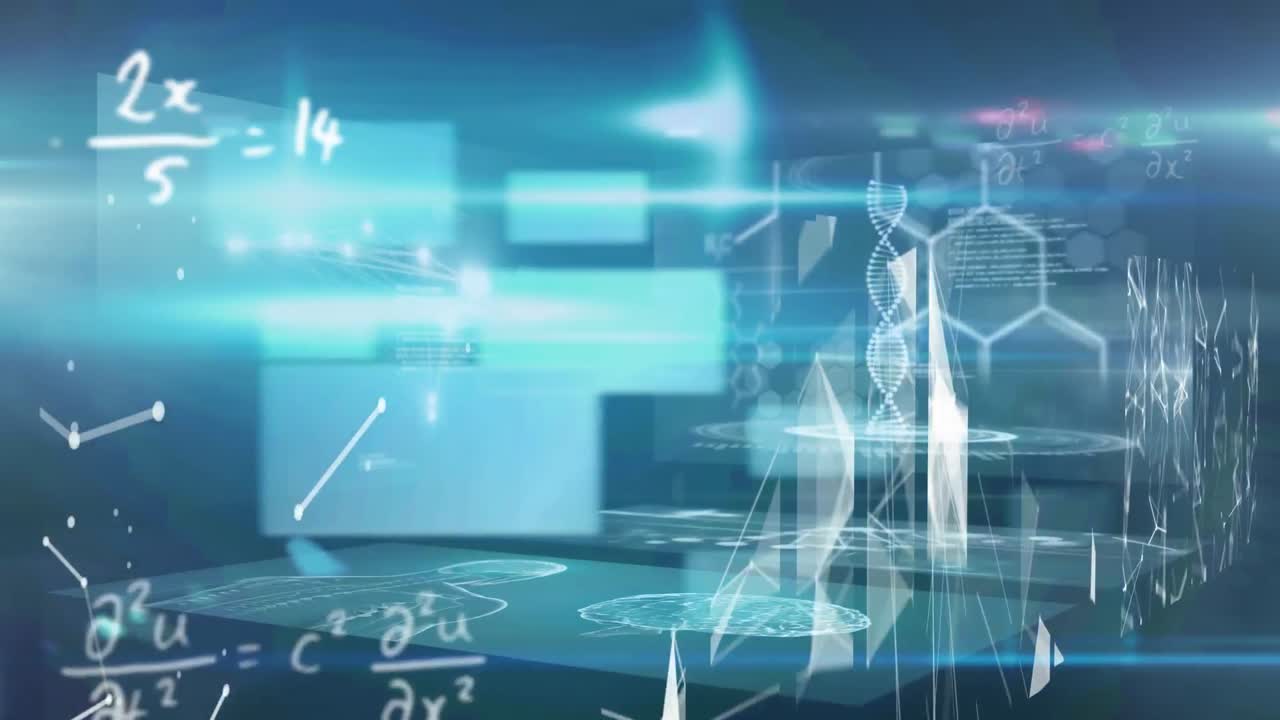 dna 가닥과 수학적 방정식으로 과학적 데이터 처리의 애니메이션