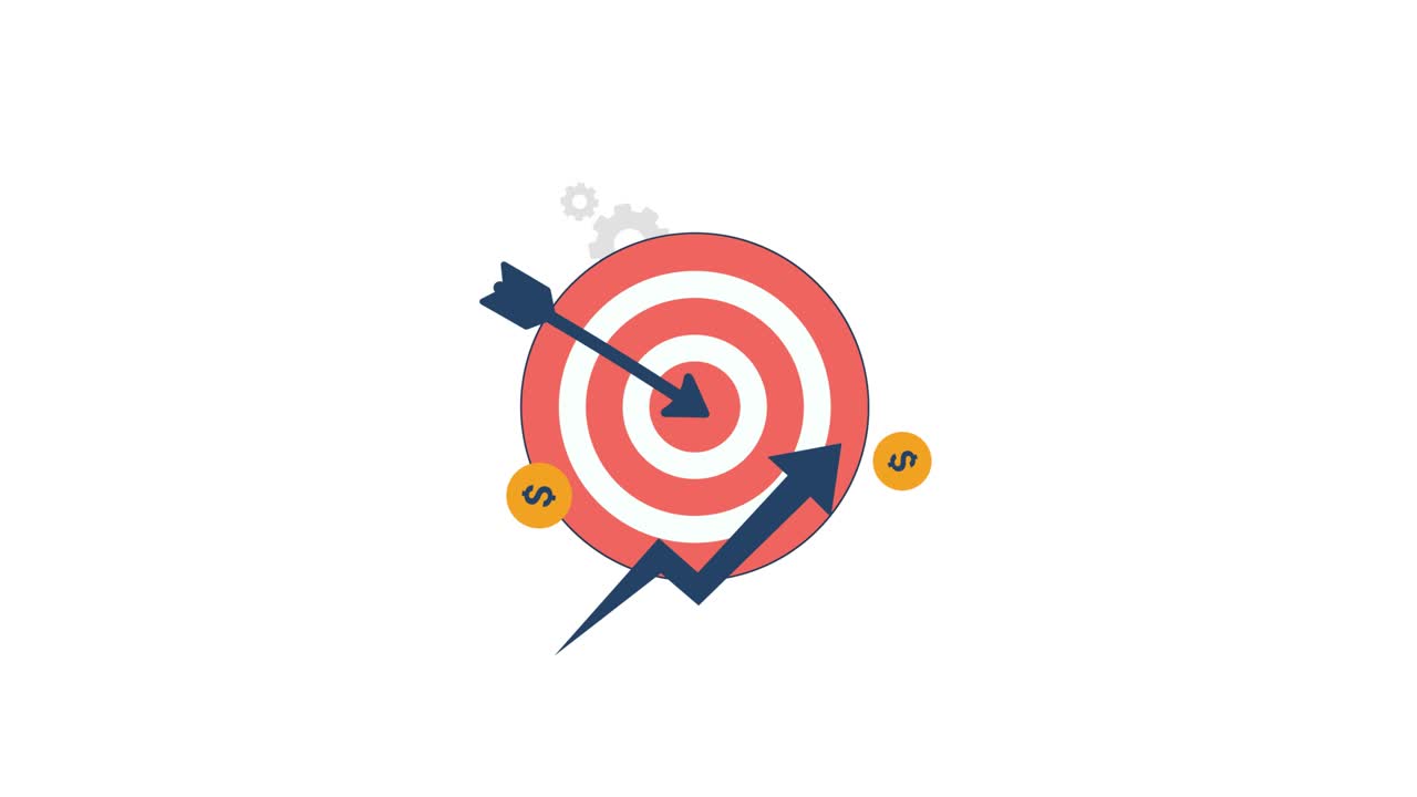 Animated Target with Arrow, Rising Graph, and Dollar Signs