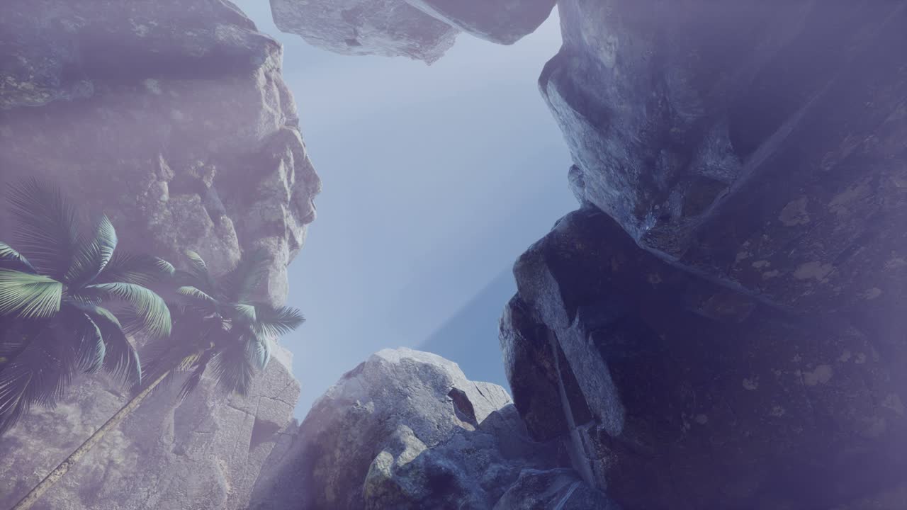 luz del sol dentro de una cueva misteriosa