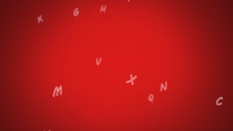 digital composition of multiple english language alphabets floating against red background