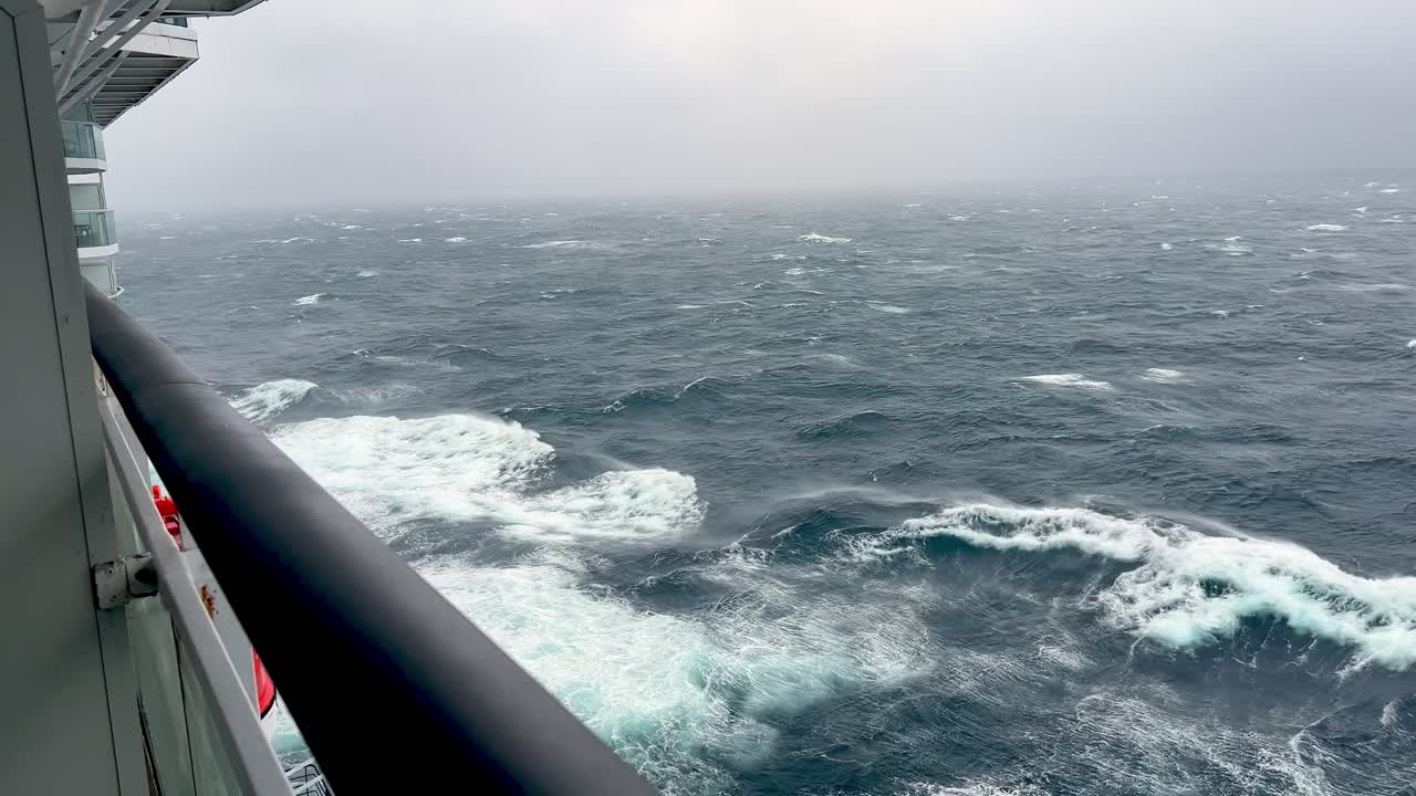 rough seas from cruise ship off the alaska coast in the bering sea