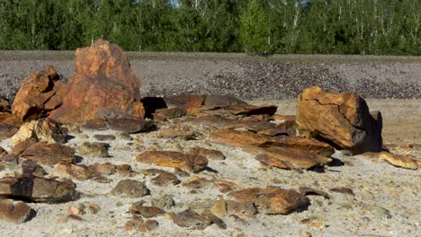 rocks and gravel at a quarry or mining site