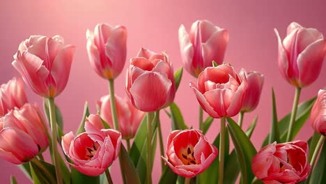 vibrant pink tulips on a pink background