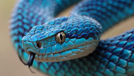 close-up of a blue viper