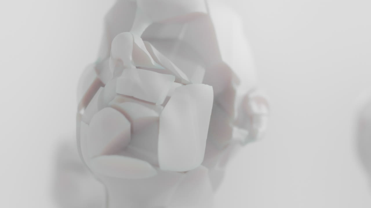 Three crushed android heads on spikes in white space