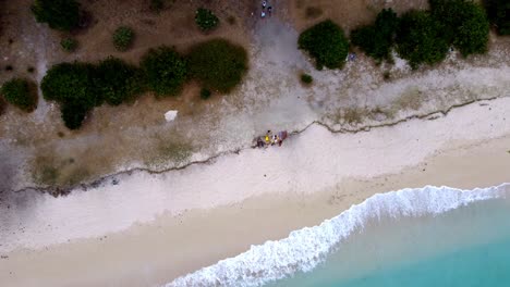vista aérea de personas relajándose en una playa tropical