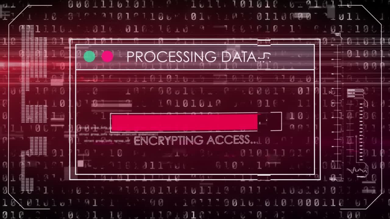 Animation of data processing on black background