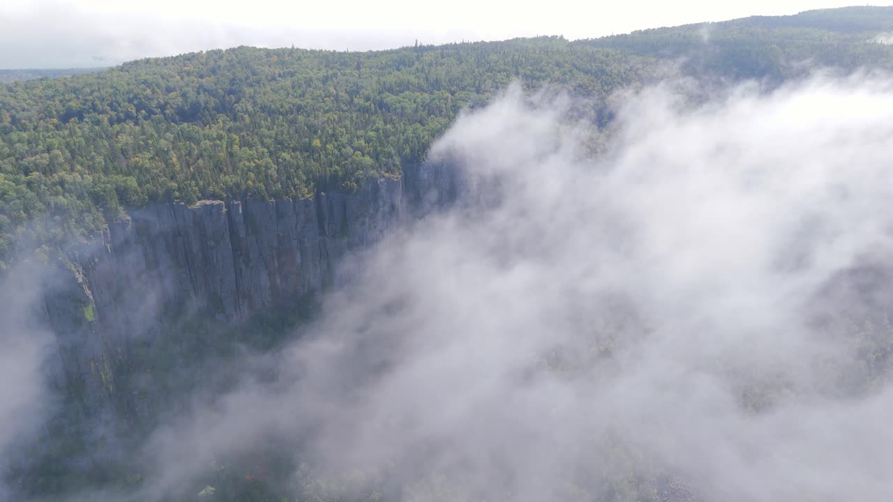 Fly over the clouds in sleeping giant provincial park, Ontario