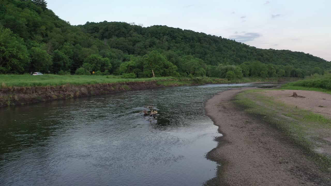 Flod, der flyder gennem en frodig skov