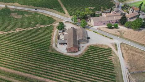 Hermosa-Finca-Pintoresca-En-Medio-De-Campos-De-Viñedos-En-Penedés,-España