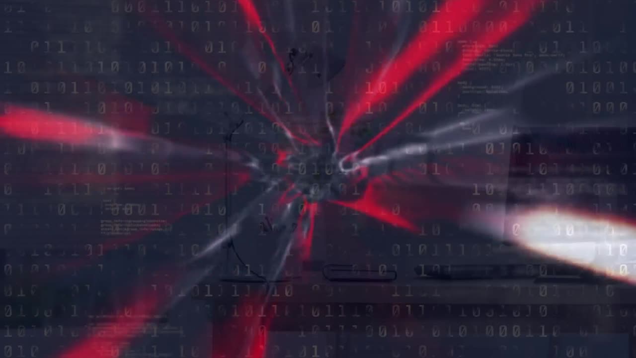 검은 공간에서 빠르게 움직이는  ⁇ 은 선의 애니메이션