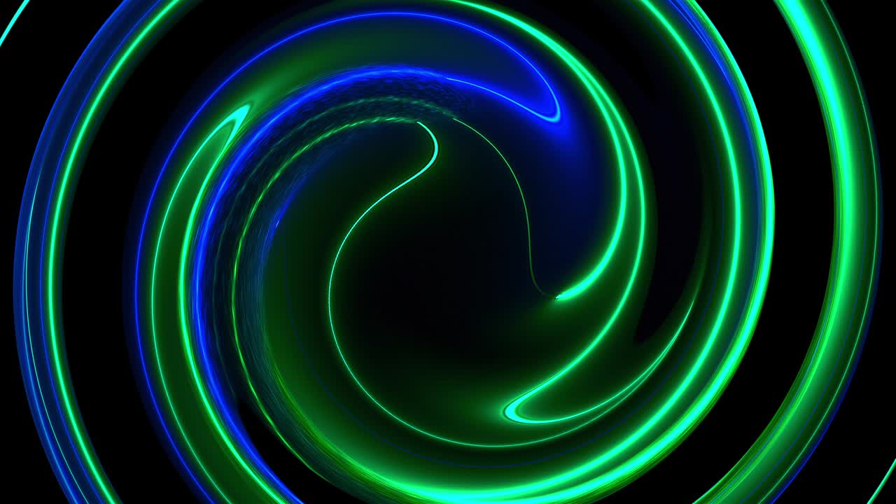 Computer generated abstract twist background. 3D rendering circular merger of neon color lines