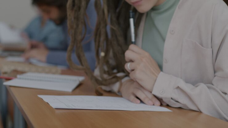 Studenti che sostengono un test in un'aula
