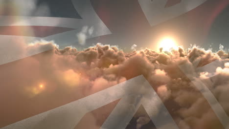 flag of england waving against sky and clouds 4k