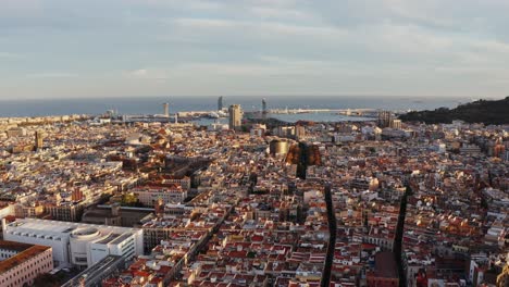 barcelona aerial sunset view