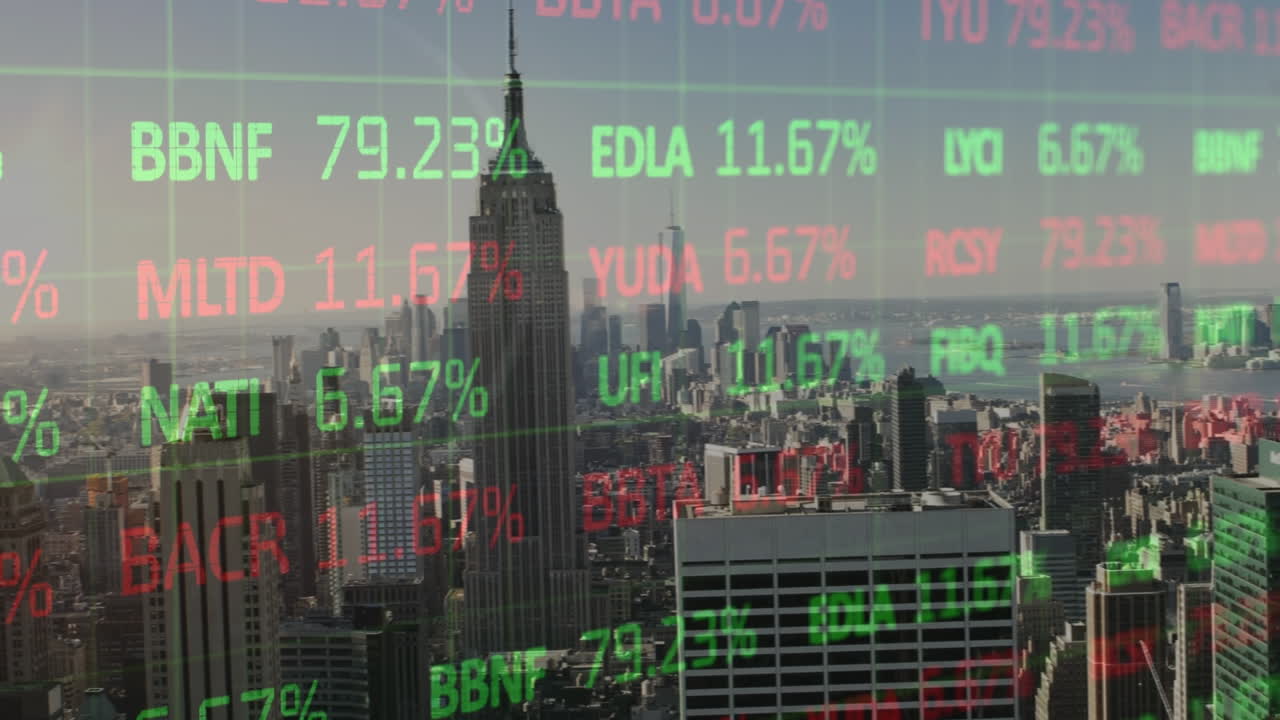 Animation af behandling af finansielle data over bybillede
