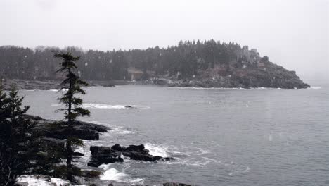 maine coastal view broken bridge medium snow slow mo 24fps