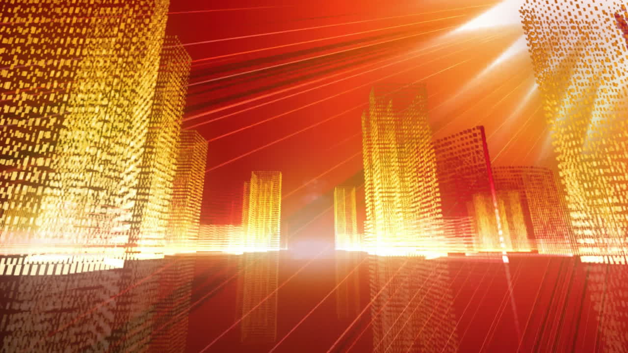 ライトトレイルとネオンシティスケープのアニメーション