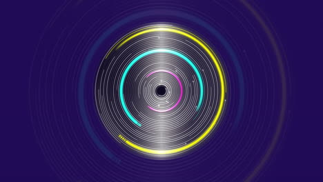 animación del procesamiento de escáner circular rotativo de colores sobre fondo negro