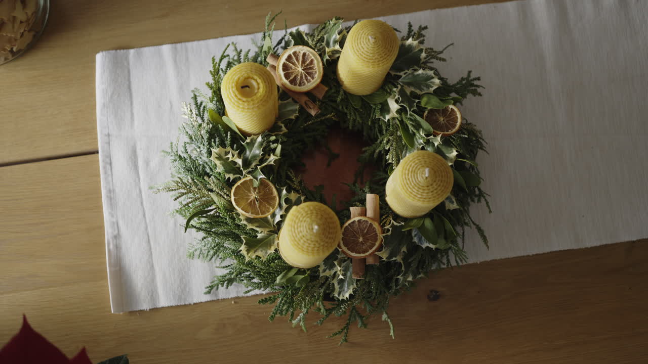 Beautiful Advent Wreath on a Table