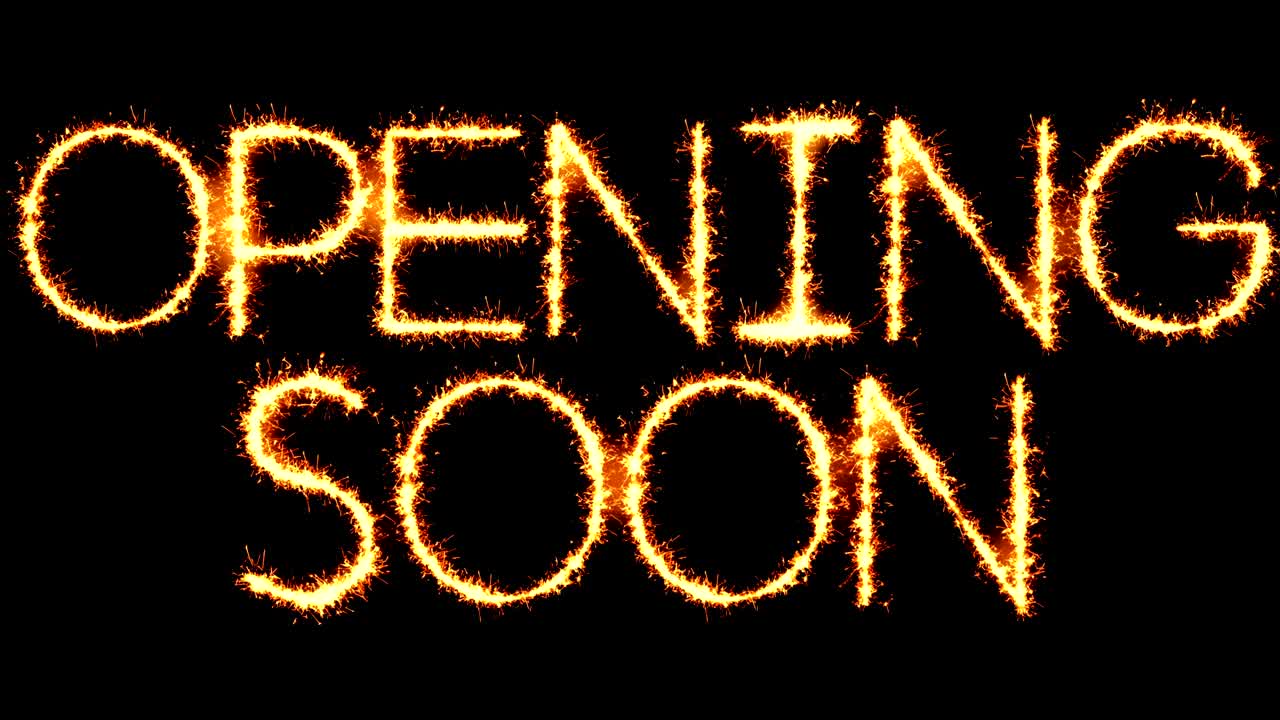 곧 열리는 텍스트 스파커 글리터 스파커 불꽃놀이 루프 애니메이션