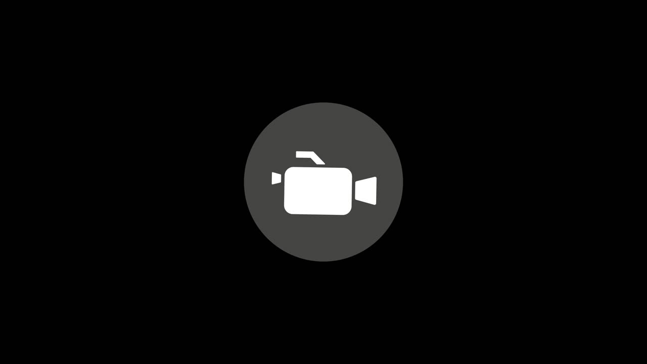 Animated Video Camera Icon Rotating on Black Background