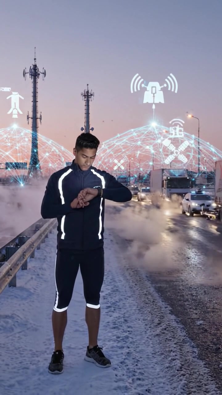 Connettività Urbana al Crepuscolo: Esplorando l'Intersezione tra Tecnologia e Movimento in un Ambiente Urbano ad Alta Tecnologia in Condizioni Invernali