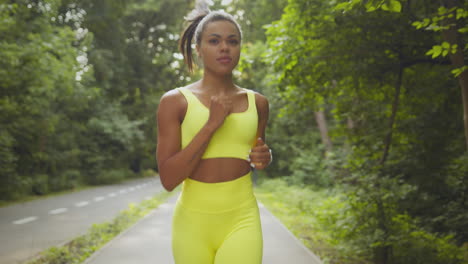 woman running in a park