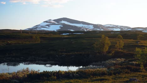 beautiful scenery of the jamtland mountains and a stream at the jamtlandstriangeln hiking trail in sweden