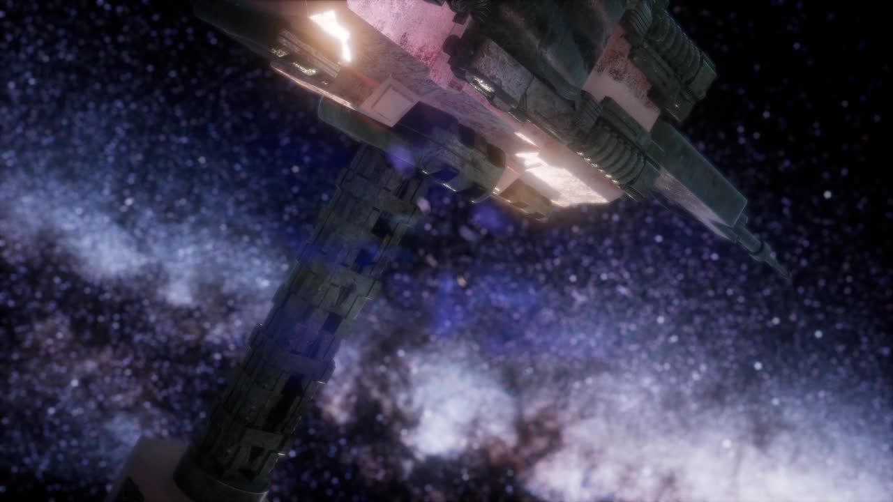 우주선과 은하계의 별들