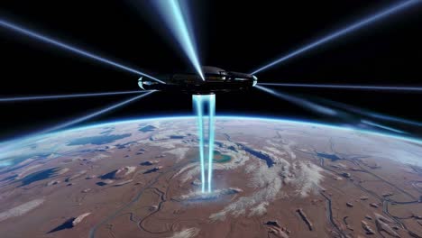 ufo over earth's desert landscape