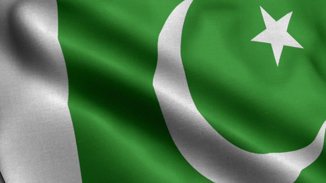primer plano ondeando lazo 4k bandera nacional de pakistán