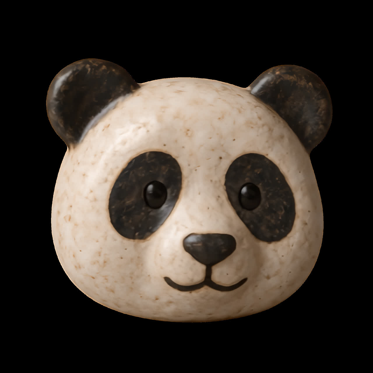 Animazione di scultura di panda in ceramica carina, risorsa isolata, video 4K trasparente, canale alfa, ProRes