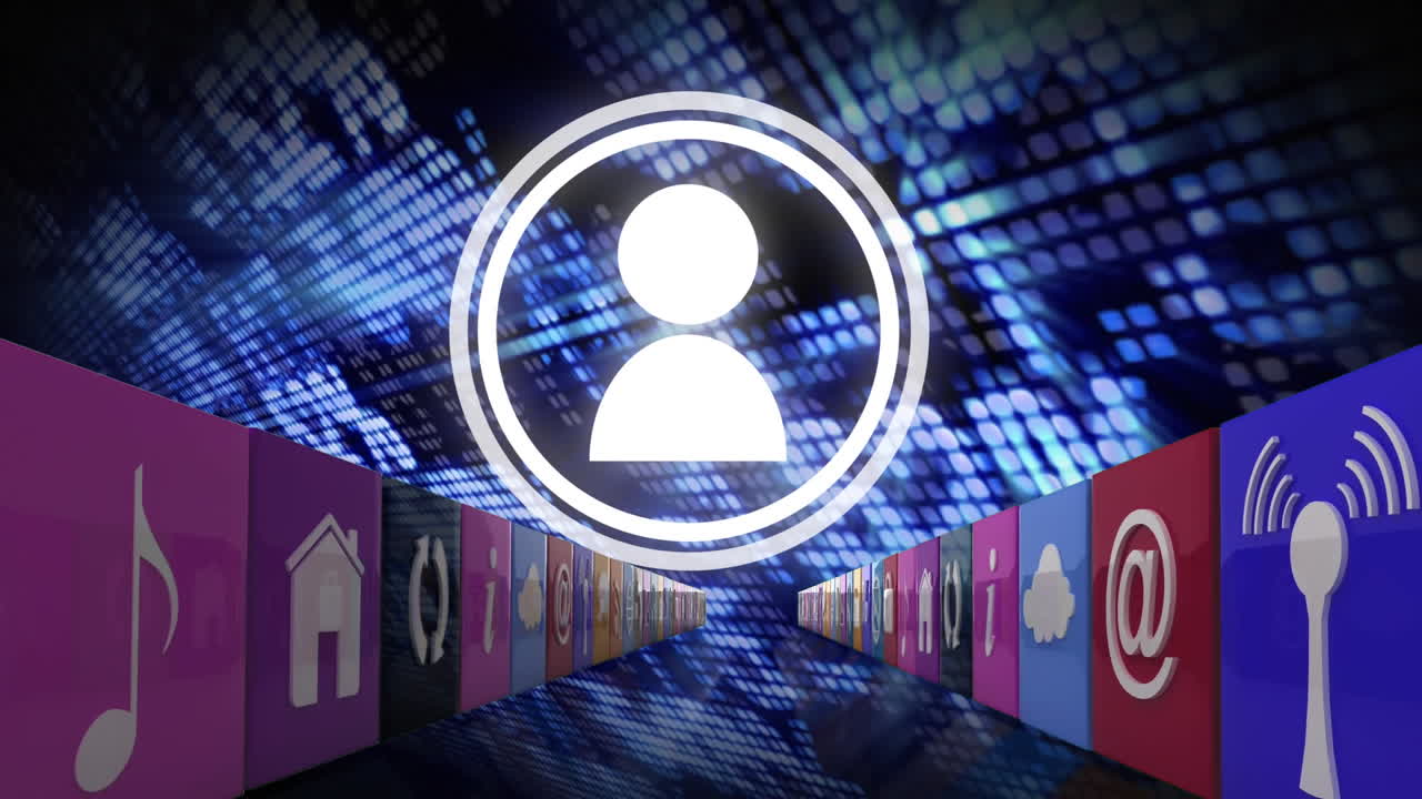 iconos de estadísticas y perfiles con iconos en línea y de aplicaciones