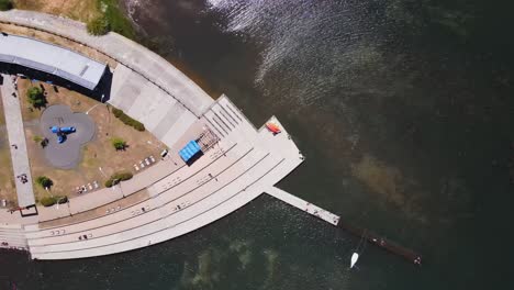 aerial shot of villarica lake