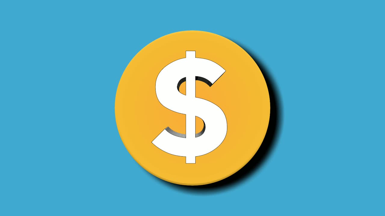 Pop op animeret dollarmønt og pengesymbol grafik på blå baggrund