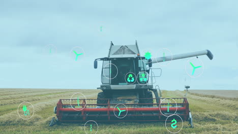 animación de iconos digitales sobre el campo