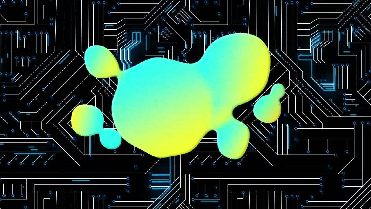 Animation of green stain and network of connections on black background