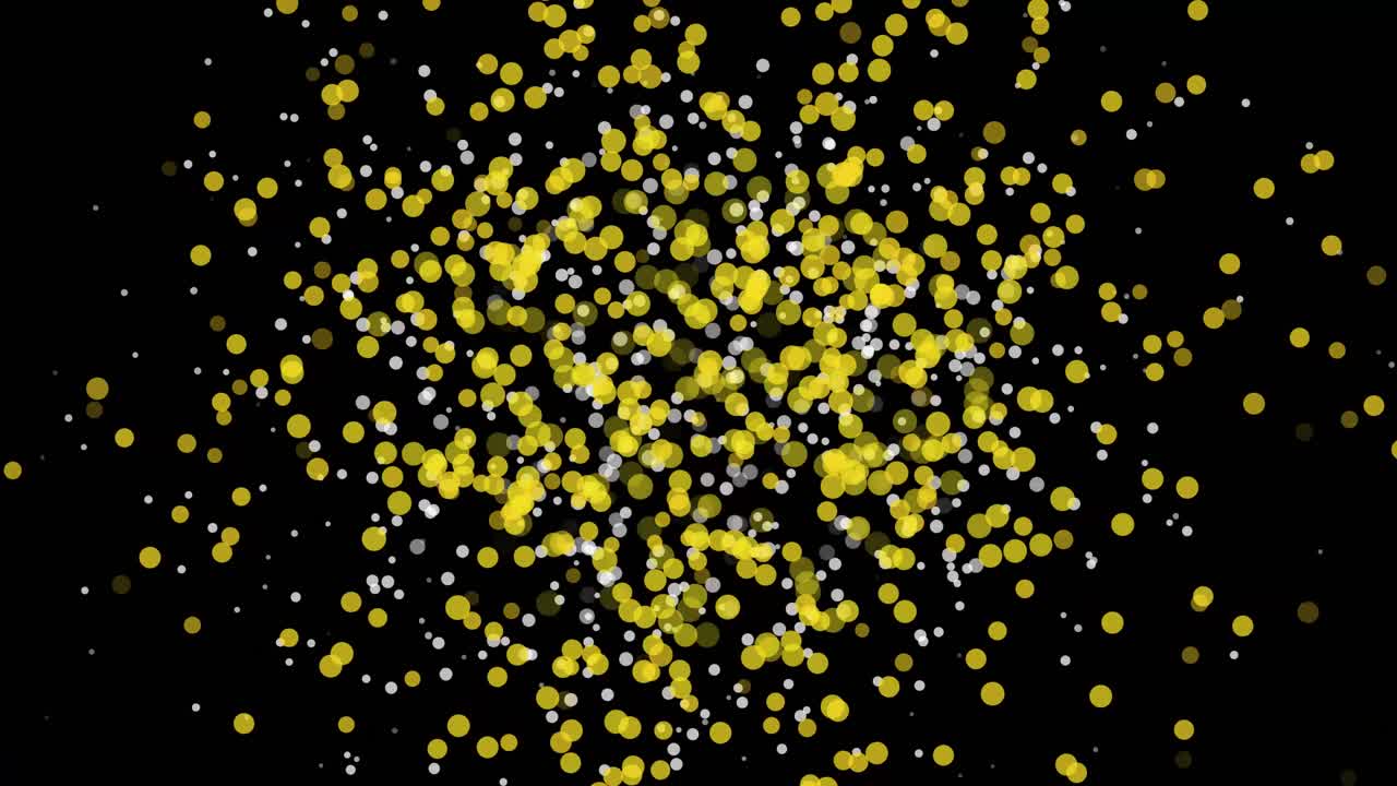 Abstract pattern of yellow and white dots on a black background