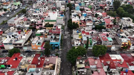 aerial shots of a damaged street in ecatepec