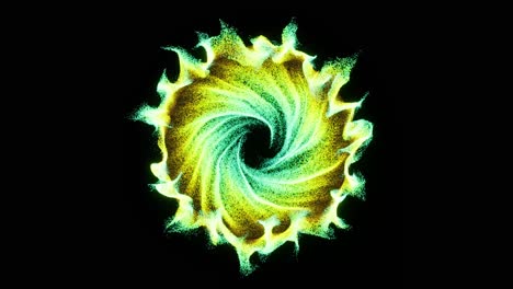 visual effects, vfx, yellow swirl portal on black background 3d animation