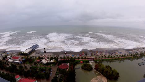 Time-laps-of-storm-on-Black-sea,-sky-is-clearing-slowly-up