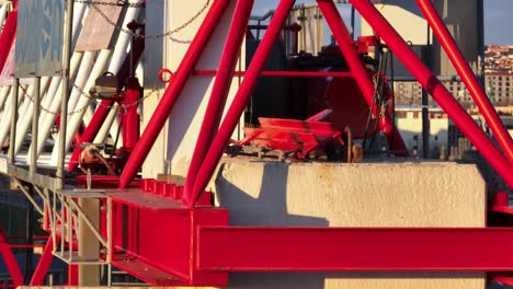 construction crane, aerial close up structure review