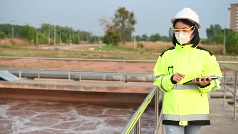 environmental engineers work at wastewater treatment plants