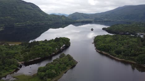 muckross lake on ring of kerry ireland drone aerial view