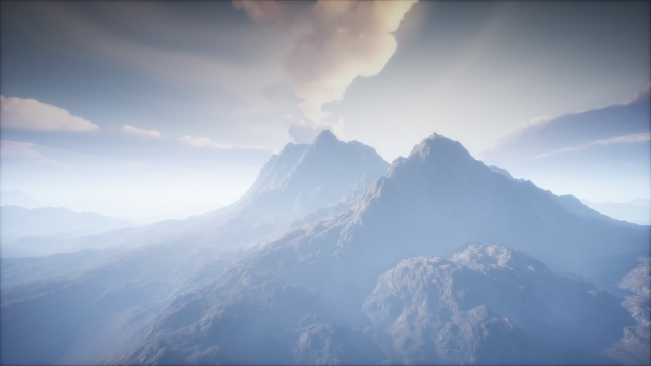 ландшафт кратера вулкана с туманом