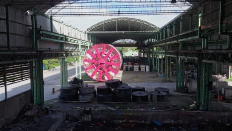 giant boring machine for making tunnels in old company. underground tunnels drill.